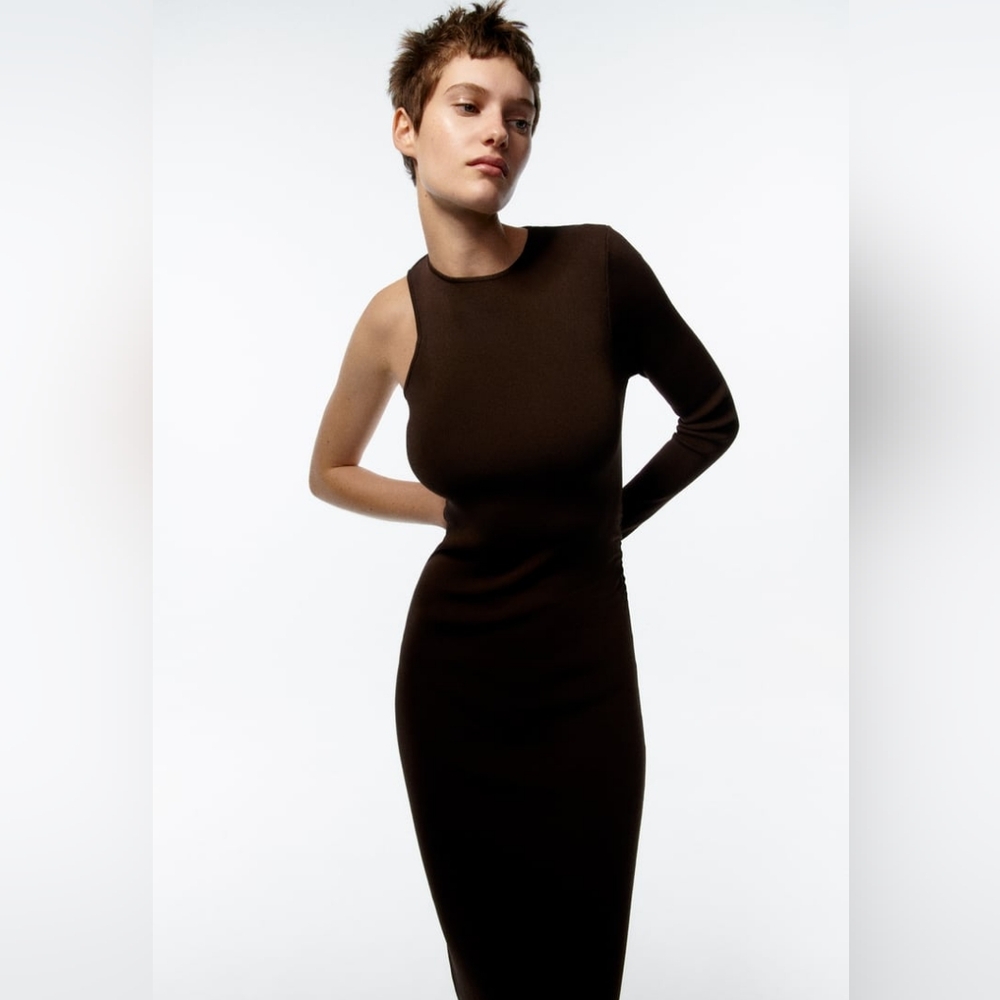 NWOT brown asymmetrical dress